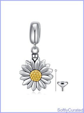 Sterling Silver Urn Charm for Ashes Memorial Locket Bead Fit Bracelet Keepsake